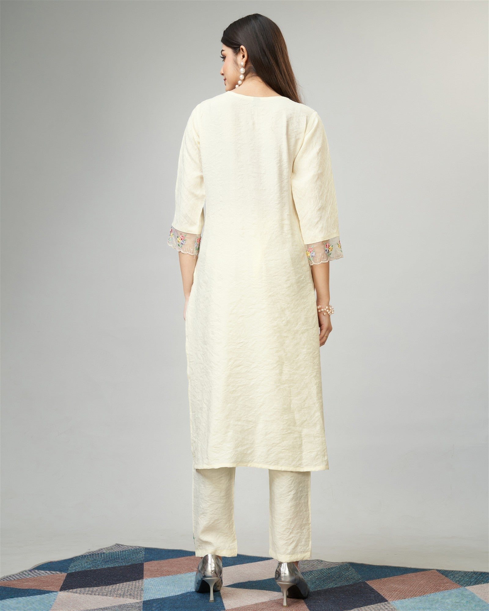 Off White Party Wear Embroidery Worked Kurta With Pant And Duppata Set - VOGUEHAVENSTORE