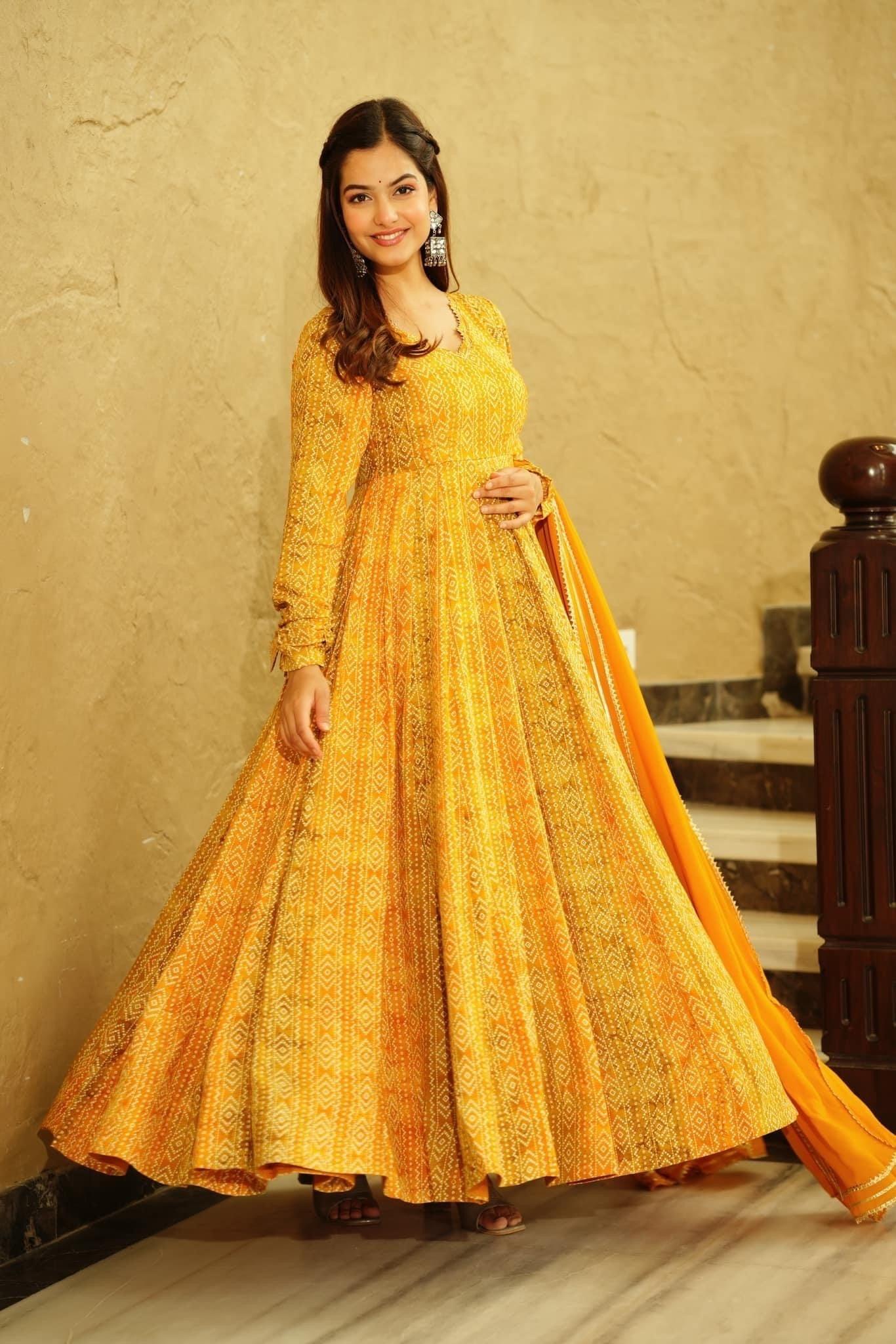 Beautiful and Stylish Full Flair Gown for Women In Yellow Color - VOGUEHAVENSTORE