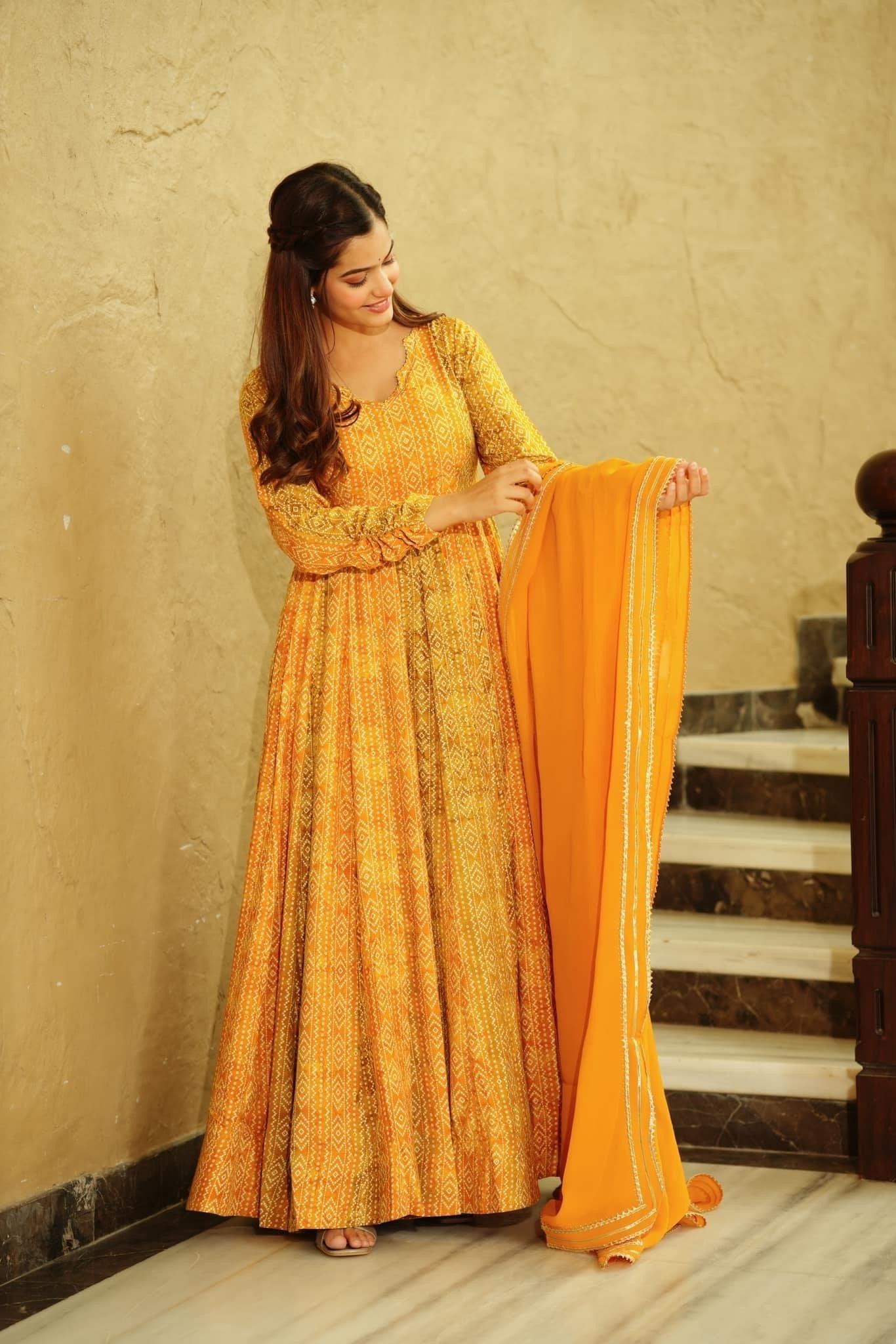 Beautiful and Stylish Full Flair Gown for Women In Yellow Color - VOGUEHAVENSTORE