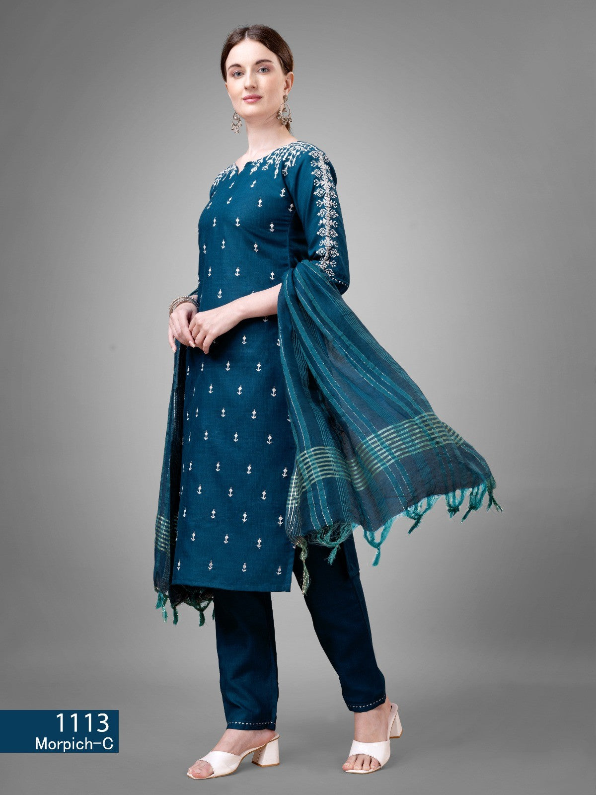 Voguehaven Morpeach Cotton Blend Readymade Salwar Suit - VOGUEHAVENSTORE