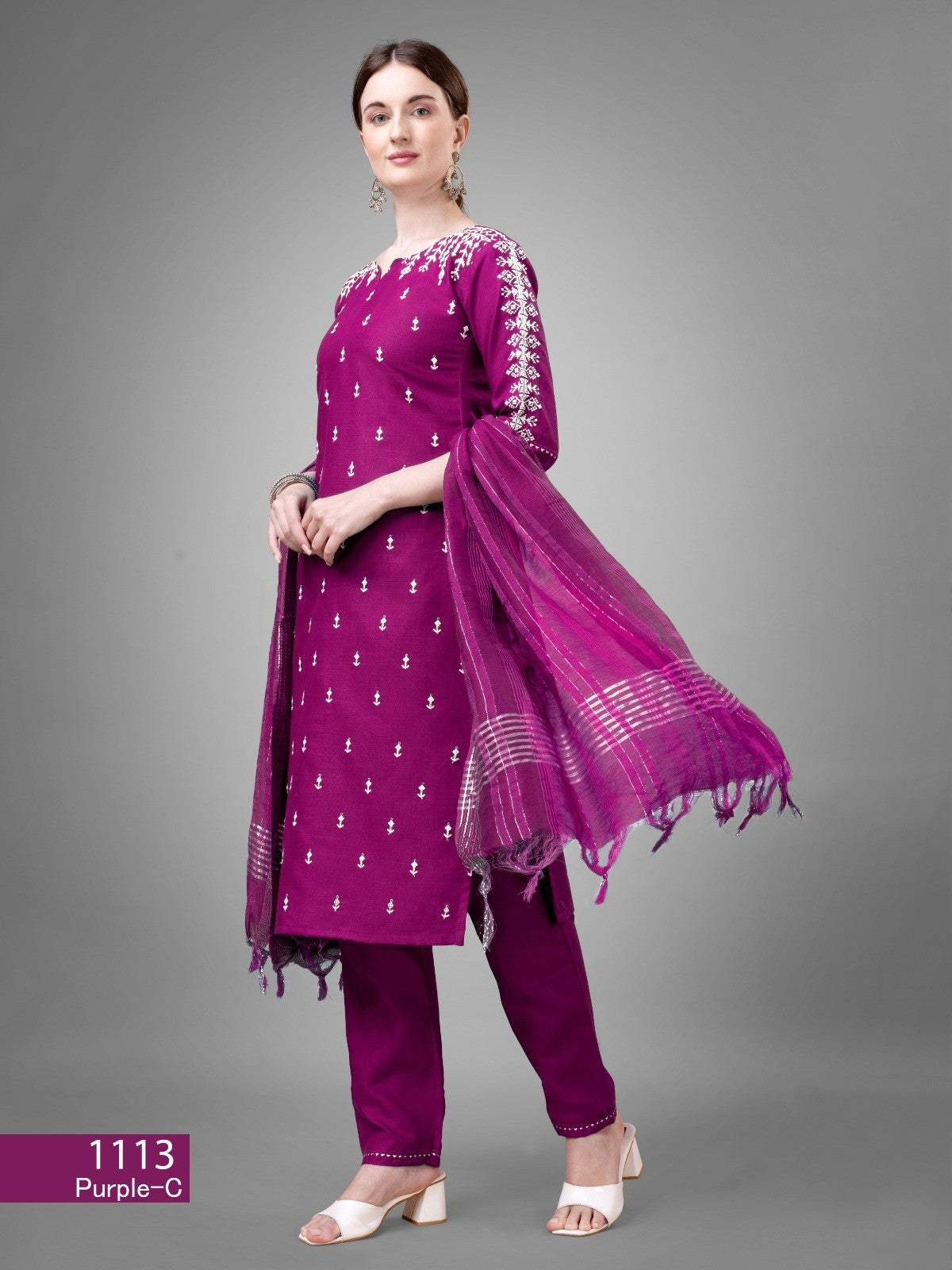 Voguehaven Purple Cotton Blend Readymade Salwar Suit - VOGUEHAVENSTORE