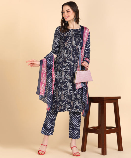 Voguehaven Women's Cotton Printed kurti and Pant With Dupatta Set - VOGUEHAVENSTORE