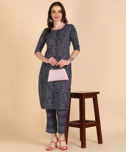 Voguehaven Women's Cotton Printed Straight Kurti With Pant Set - VOGUEHAVENSTORE