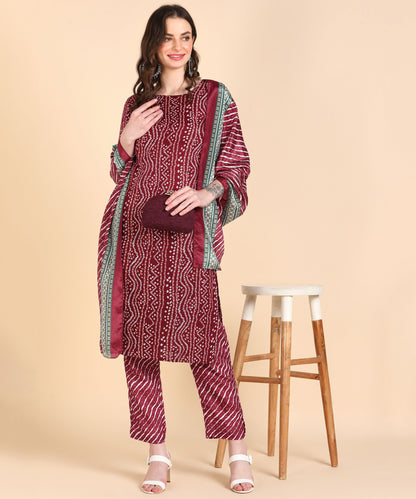 Voguehaven Women's Cotton Printed kurti and Pant With Dupatta Set - VOGUEHAVENSTORE