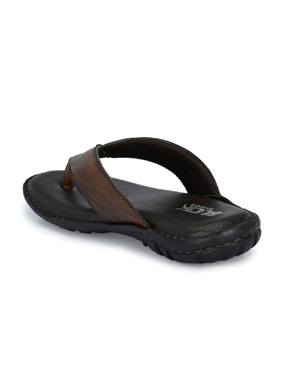 VogueHaven-Men's Brown Synthetic Leather Slipper - VOGUEHAVENSTORE