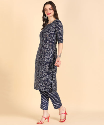 Voguehaven Women's Cotton Printed Straight Kurti With Pant Set - VOGUEHAVENSTORE