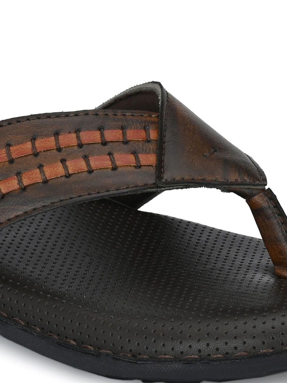 VogueHaven-Men's Brown Synthetic Leather Slipper - VOGUEHAVENSTORE